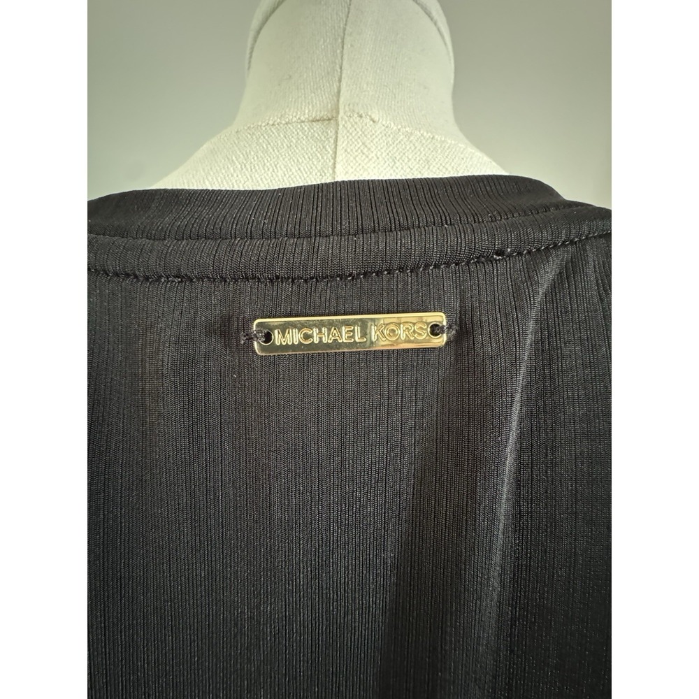 Michael Kors Black Gold Studded Strech Short Sleeve Shirt Size Large - Picture 5 of 6